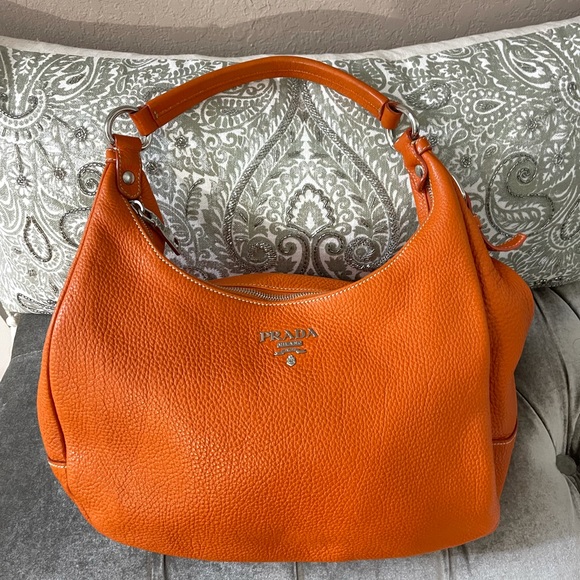 Prada Orange Leather Shoulder Bag - Picture 1 of 8